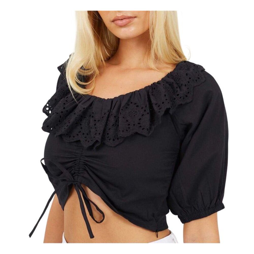 Brave Soul Womens/Ladies Bardot Crop Top / Black